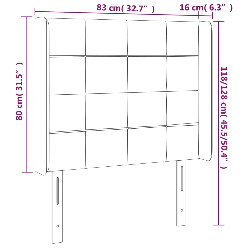 Testiera a LED Tortora 83x16x118/128 cm in Tessuto | homemem39