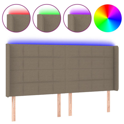 Testiera a LED Tortora 163x16x118/128 cm in Tessuto | homemem39