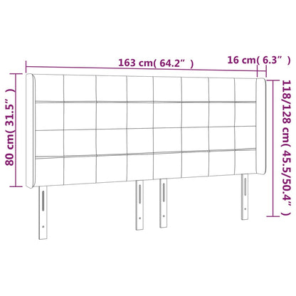 Testiera a LED Tortora 163x16x118/128 cm in Tessuto | homemem39