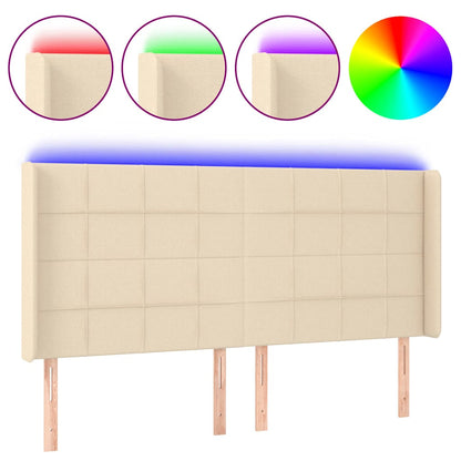 Testiera a LED Crema 163x16x118/128 cm in Tessuto