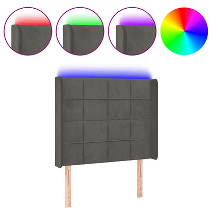 Testiera a LED Grigio Scuro 93x16x118/128 cm in Velluto