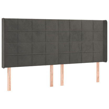 Testiera a LED Grigio Scuro 163x16x118/128cm in Velluto | homemem39