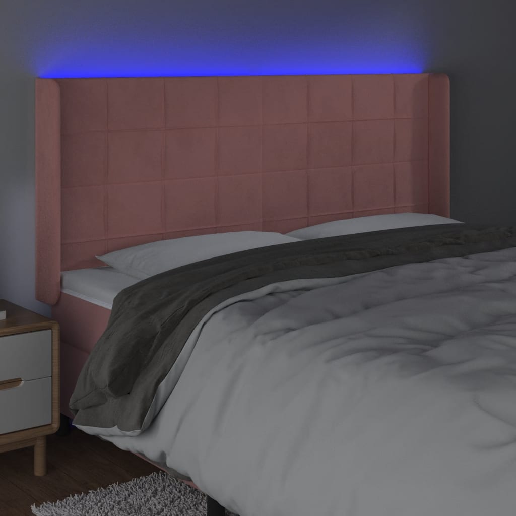 Testiera a LED rosa 203x16x118/128 cm in Velluto