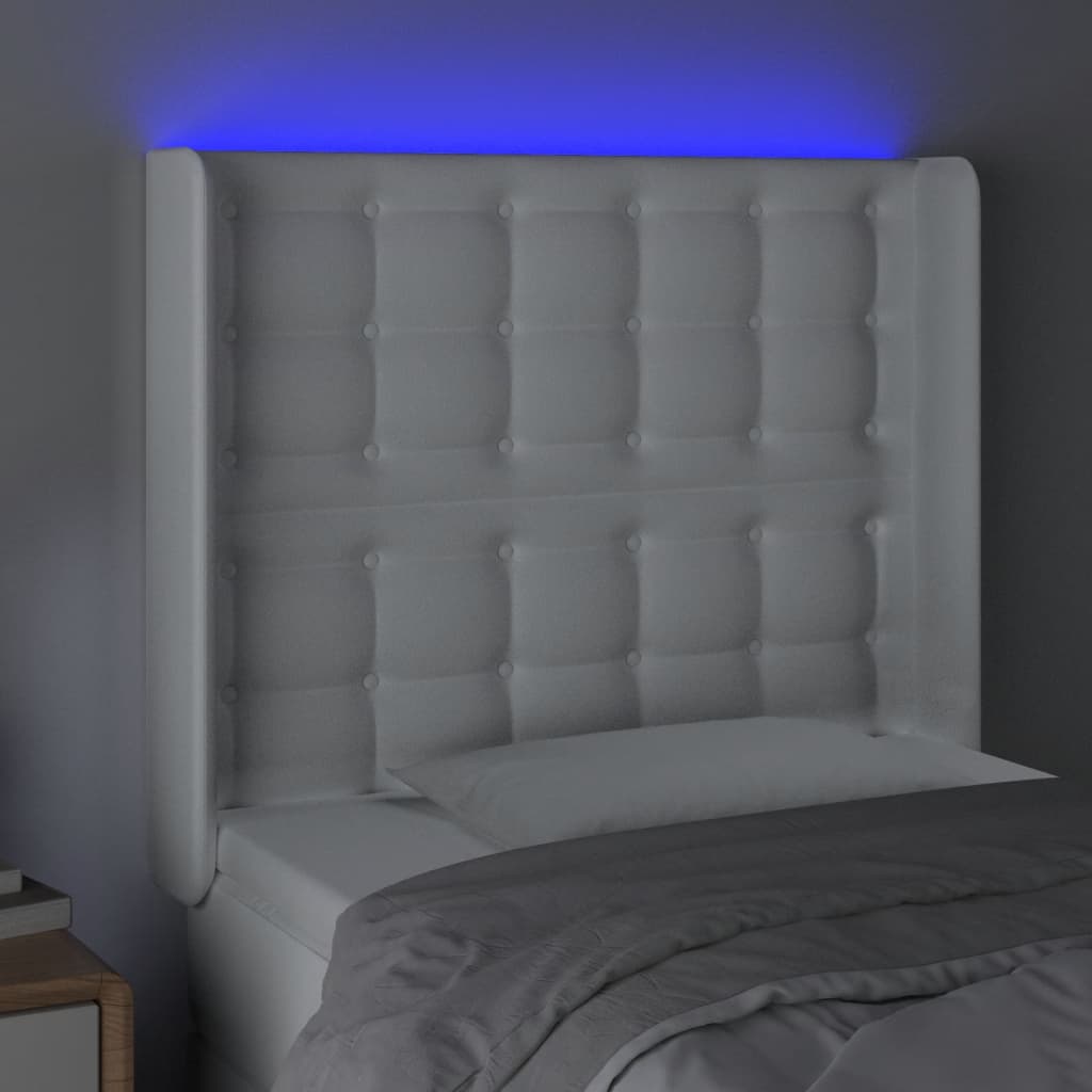 Testiera ad Orecchio Bianco 83x16x118/128 cm in Similpelle