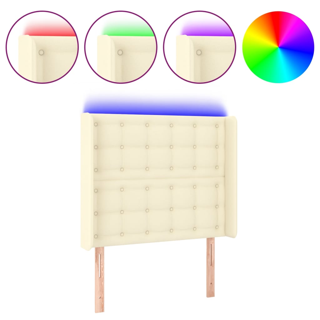 Testiera a LED Crema 83x16x118/128 cm in Similpelle