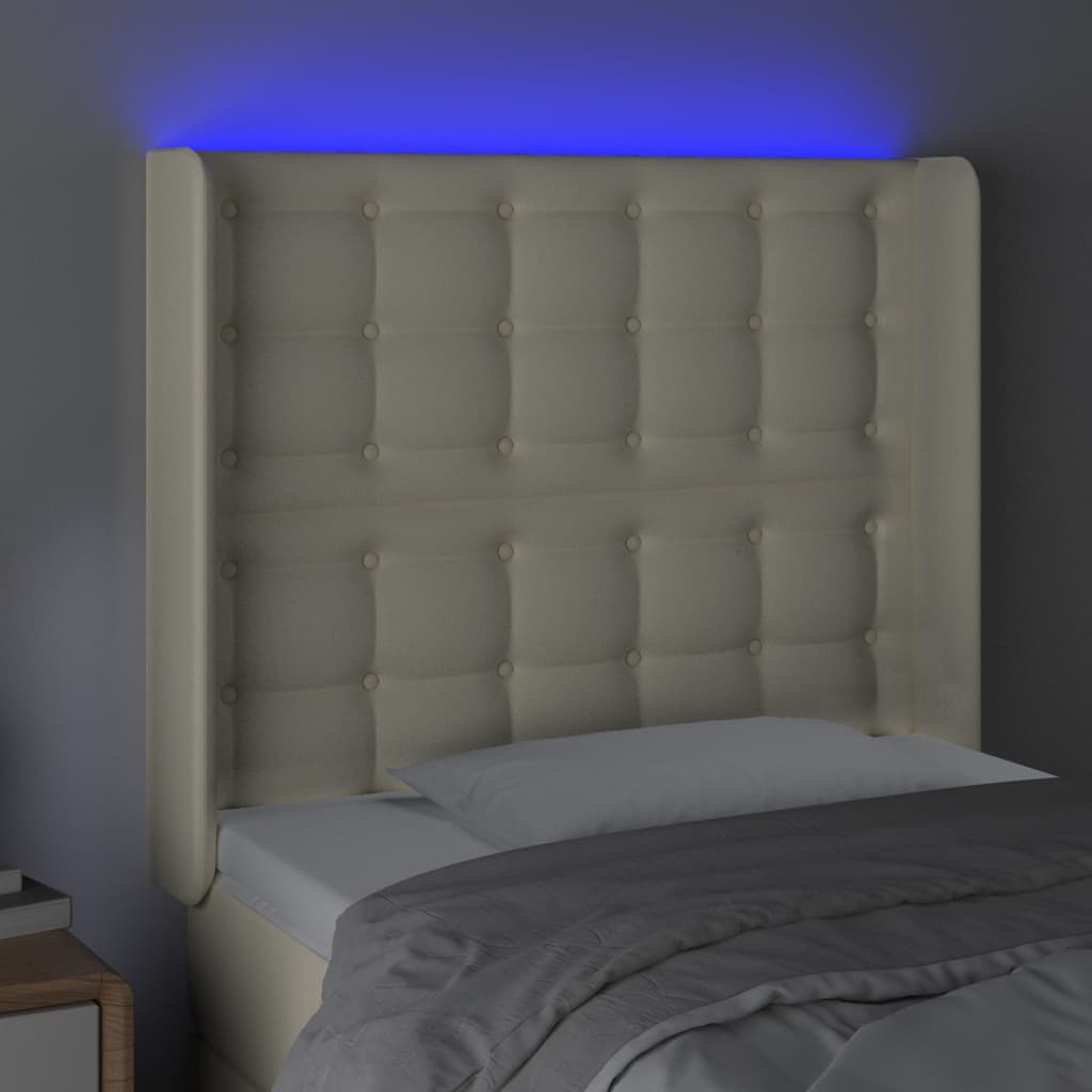 Testiera a LED Crema 83x16x118/128 cm in Similpelle