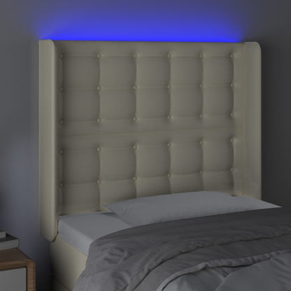 Testiera a LED Crema 83x16x118/128 cm in Similpelle