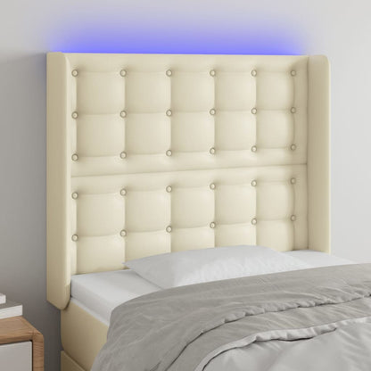 Testiera a LED Crema 83x16x118/128 cm in Similpelle