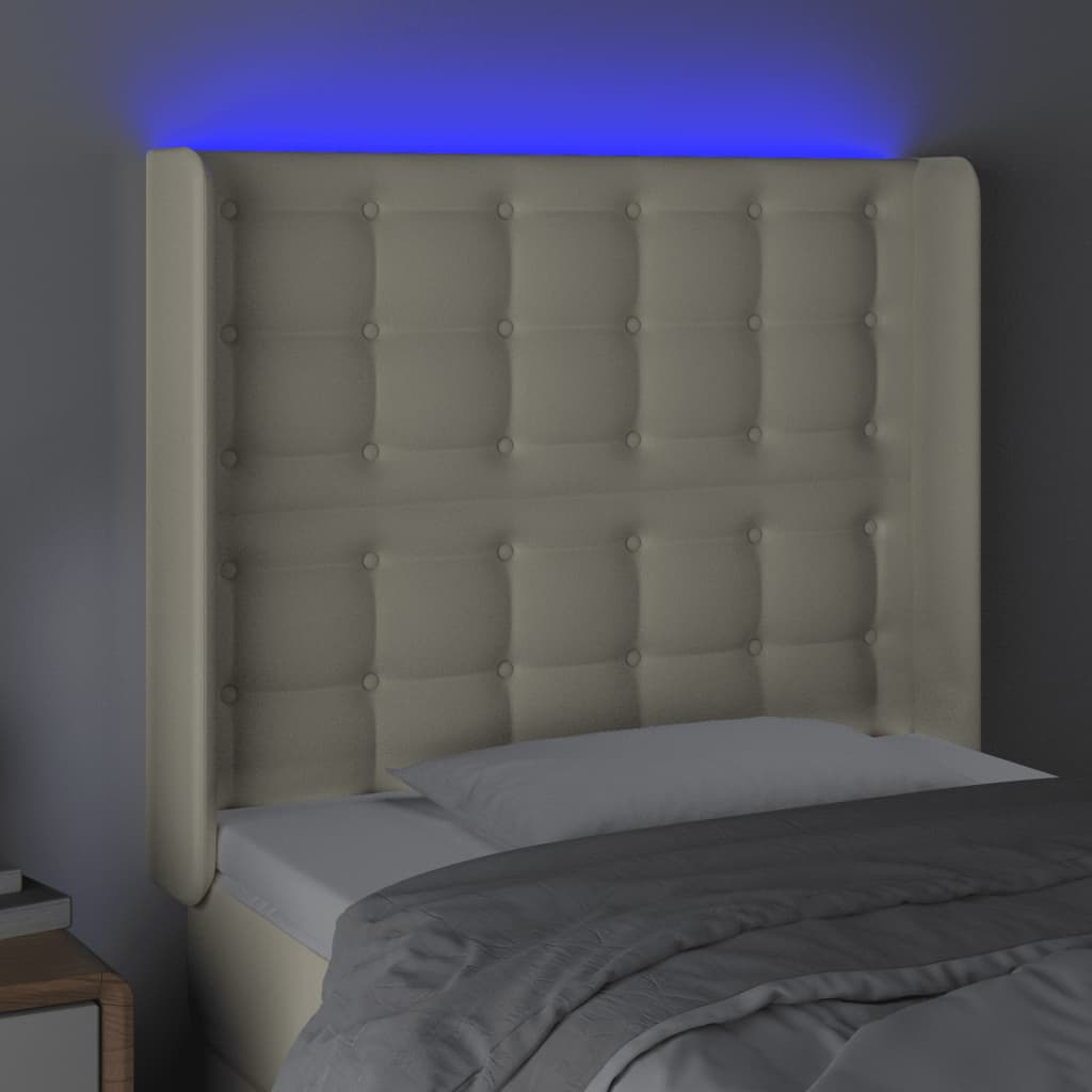 Testiera a LED crema 93x16x118/128 cm in Similpelle