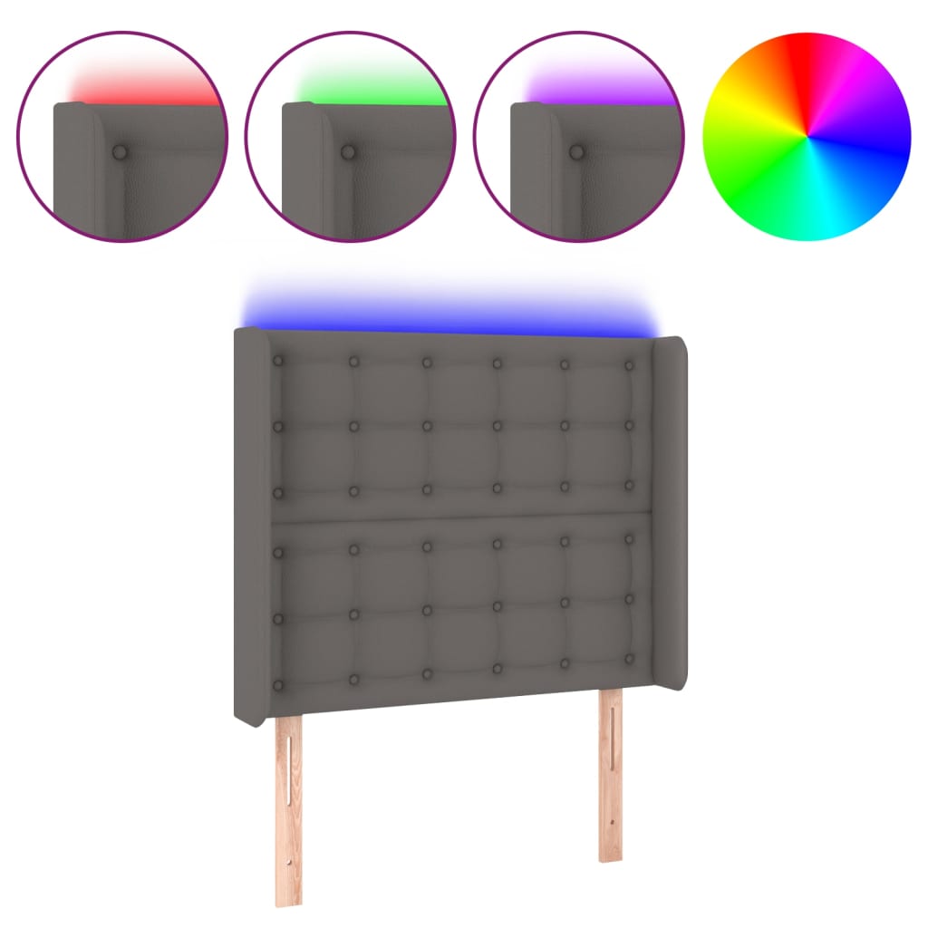 Testiera a LED Grigio 93x16x118/128 cm in Similpelle - homemem39