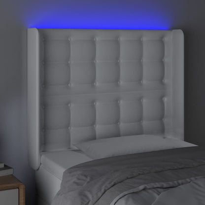 Testiera a LED Bianco 103x16x118/128 cm in Similpelle