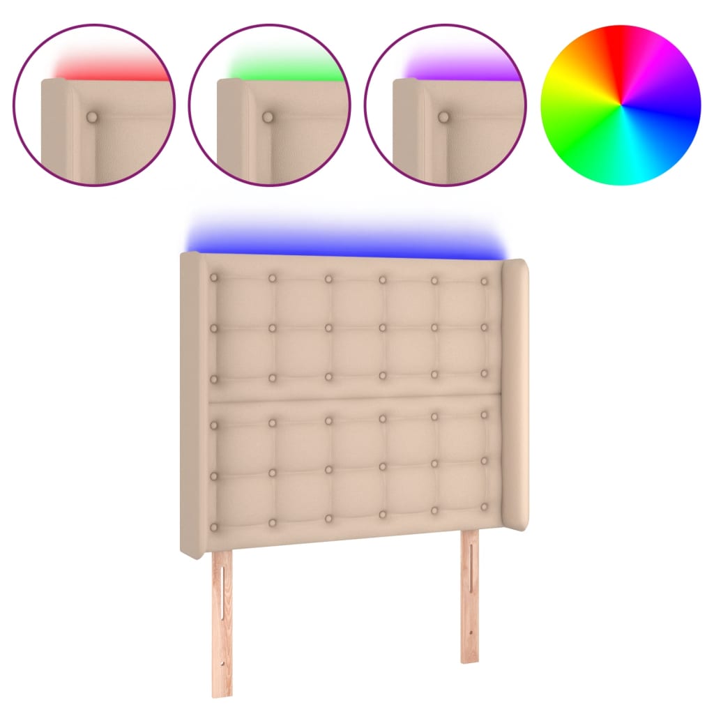 Testiera a LED Cappuccino 103x23x118/128 cm in Similpelle