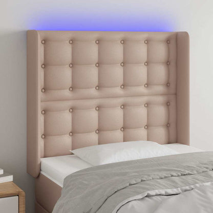Testiera a LED Cappuccino 103x23x118/128 cm in Similpelle