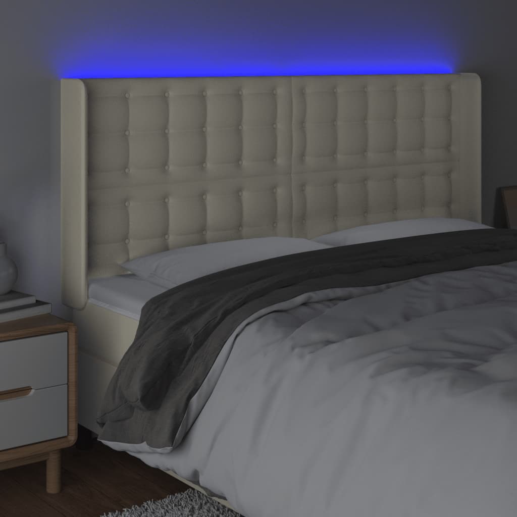 Testiera a LED Crema 147x16x118/128 cm in Similpelle