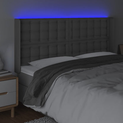 Testiera a LED Grigio 147x16x118/128cm in Similpelle