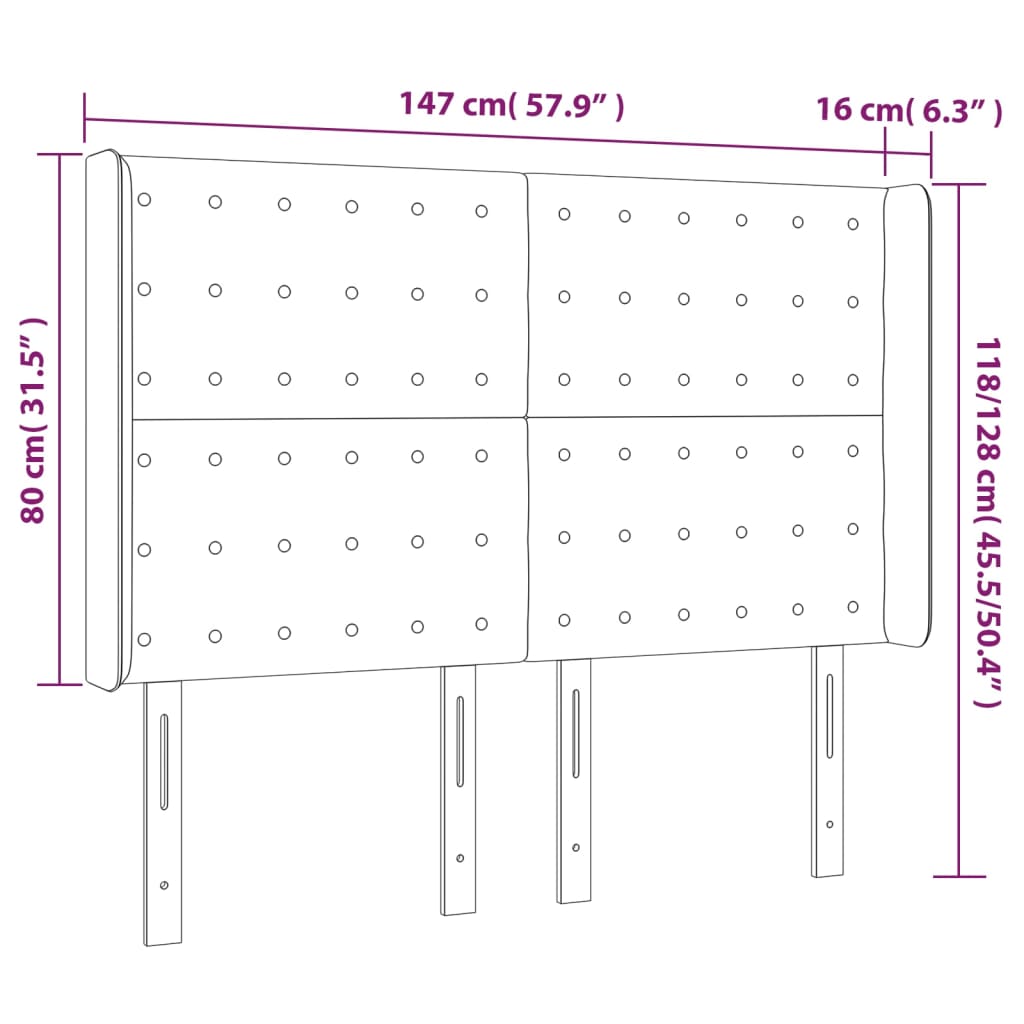 Testiera a LED Cappuccino 147x16x118/128 cm in Similpelle | homemem39