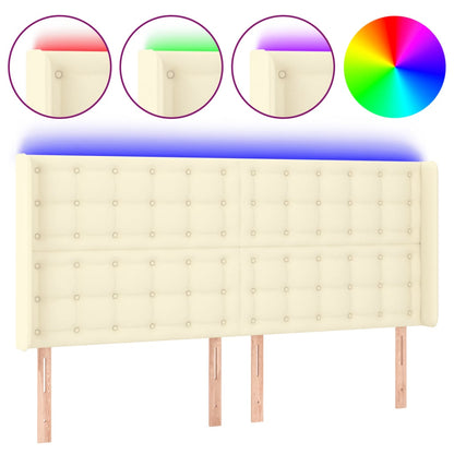 Testiera a LED Crema 183x16x118/128 cm in Similpelle