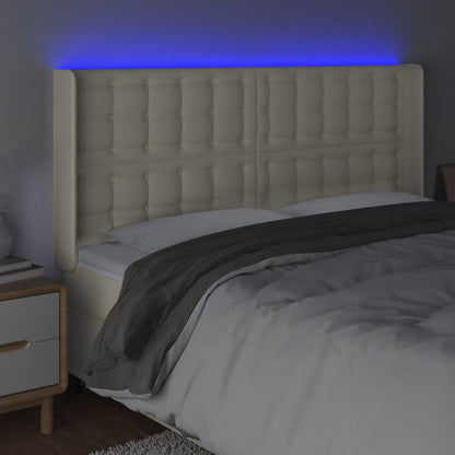 Testiera a LED Crema 183x16x118/128 cm in Similpelle