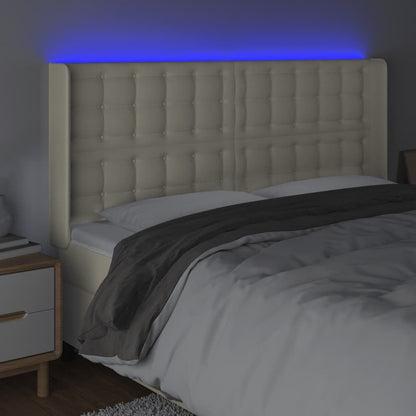 Testiera a LED Crema 203x23x118/128 cm in Similpelle