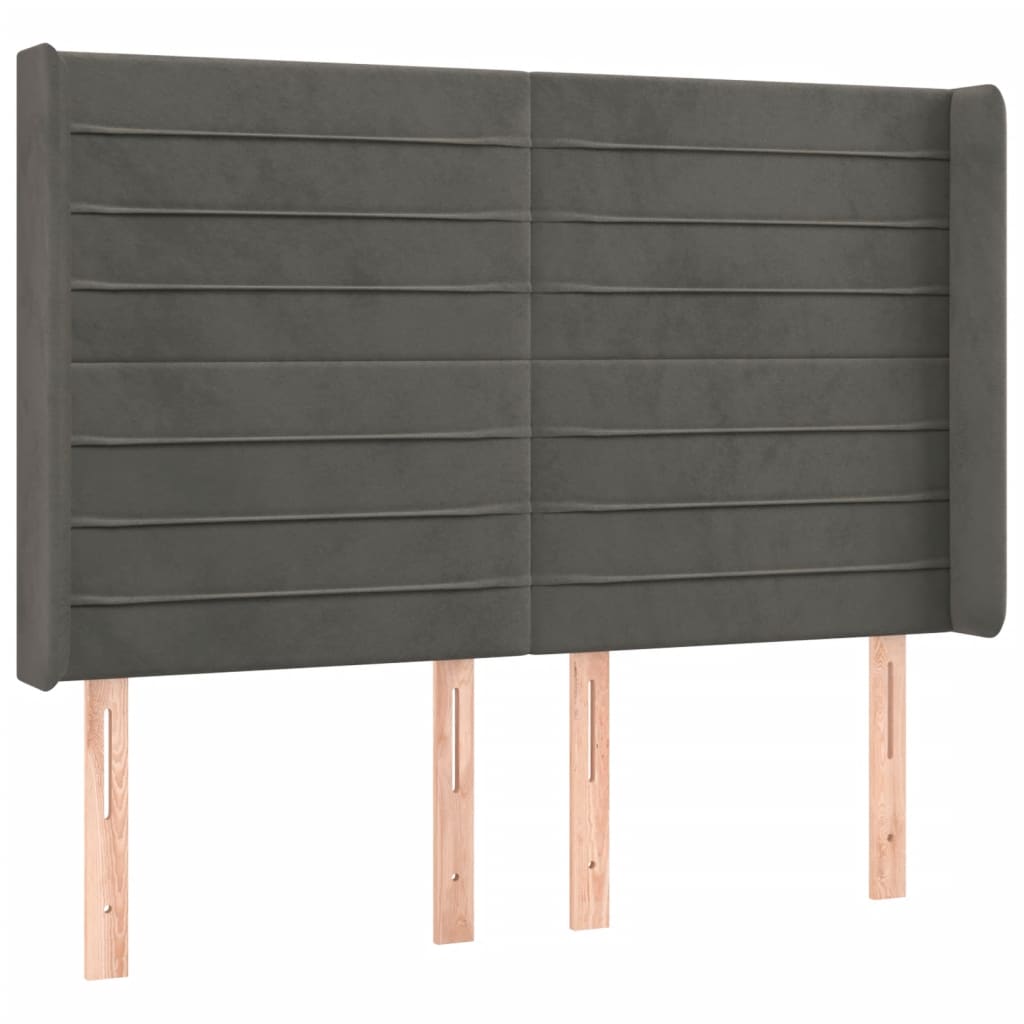 Testiera a LED Grigio Scuro 147x16x118/128cm in Velluto