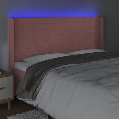 Testiera a LED rosa 203x16x118/128 cm in Velluto