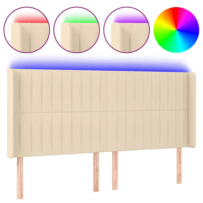 Testiera a LED Crema 163x16x118/128 cm in Tessuto