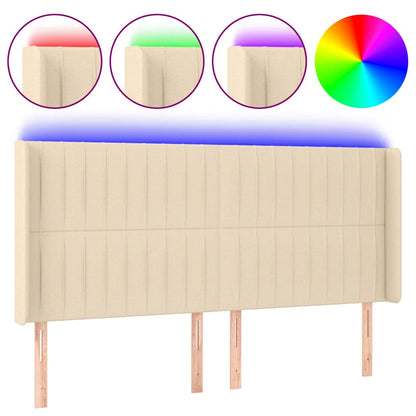 Testiera a LED Crema 163x16x118/128 cm in Tessuto