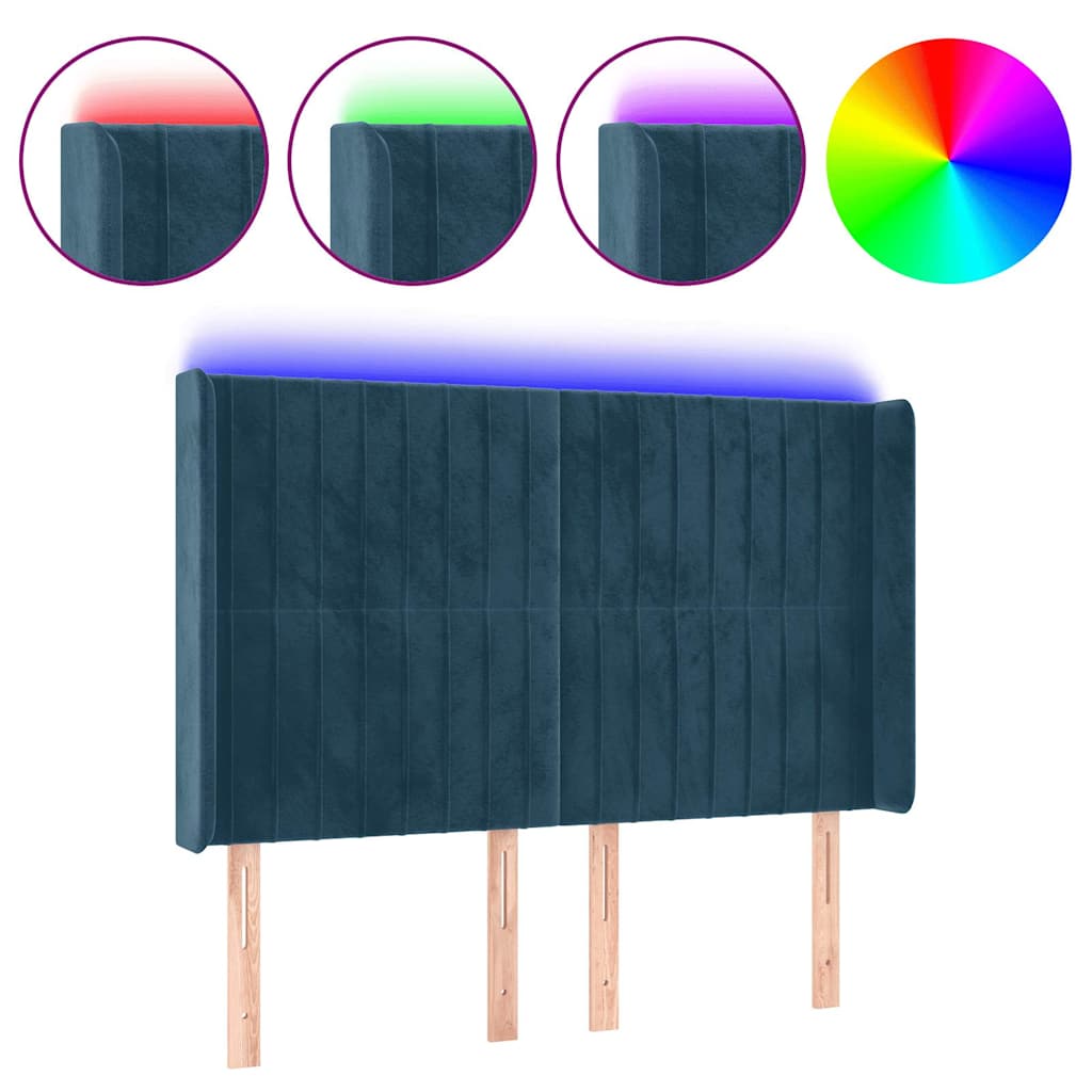 Testiera a LED Blu Scuro 147x16x118/128 cm in Velluto | homemem39