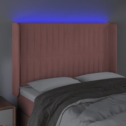 Testiera a LED rosa 147x16x118/128 cm in Velluto