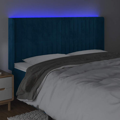 Testiera a LED Blu Scuro 163x16x118/128 cm in Velluto