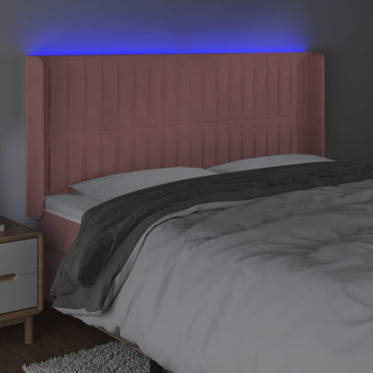 Testiera a LED rosa 163x16x118/128 cm in Velluto