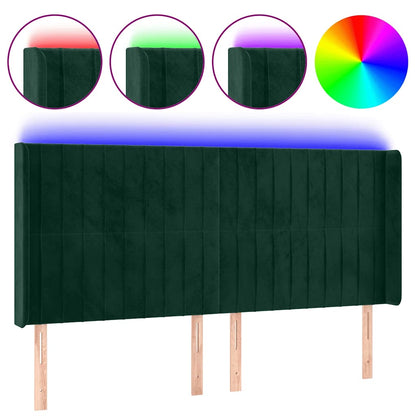 Testiera a LED Verde Scuro 183x16x118/128 cm in Velluto | homemem39