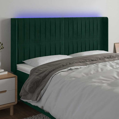 Testiera a LED Verde Scuro 183x16x118/128 cm in Velluto | homemem39