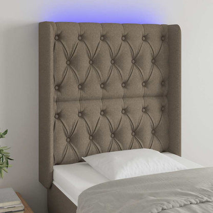 Testiera a LED Tortora 83x16x118/128 cm in Tessuto