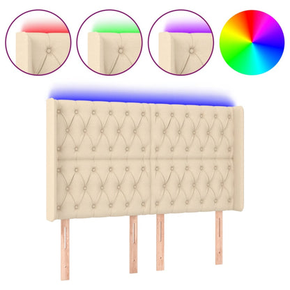 Testiera a LED Crema 163x16x118/128 cm in Tessuto | homemem39