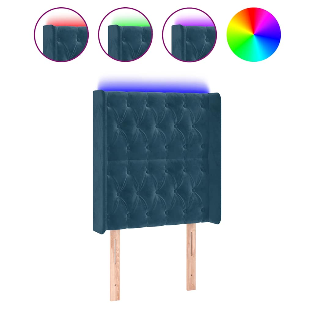 Testiera a LED Blu Scuro 83x16x118/128 cm in Velluto | homemem39