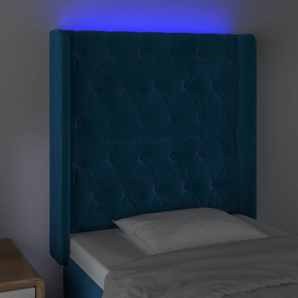 Testiera a LED Blu Scuro 83x16x118/128 cm in Velluto | homemem39