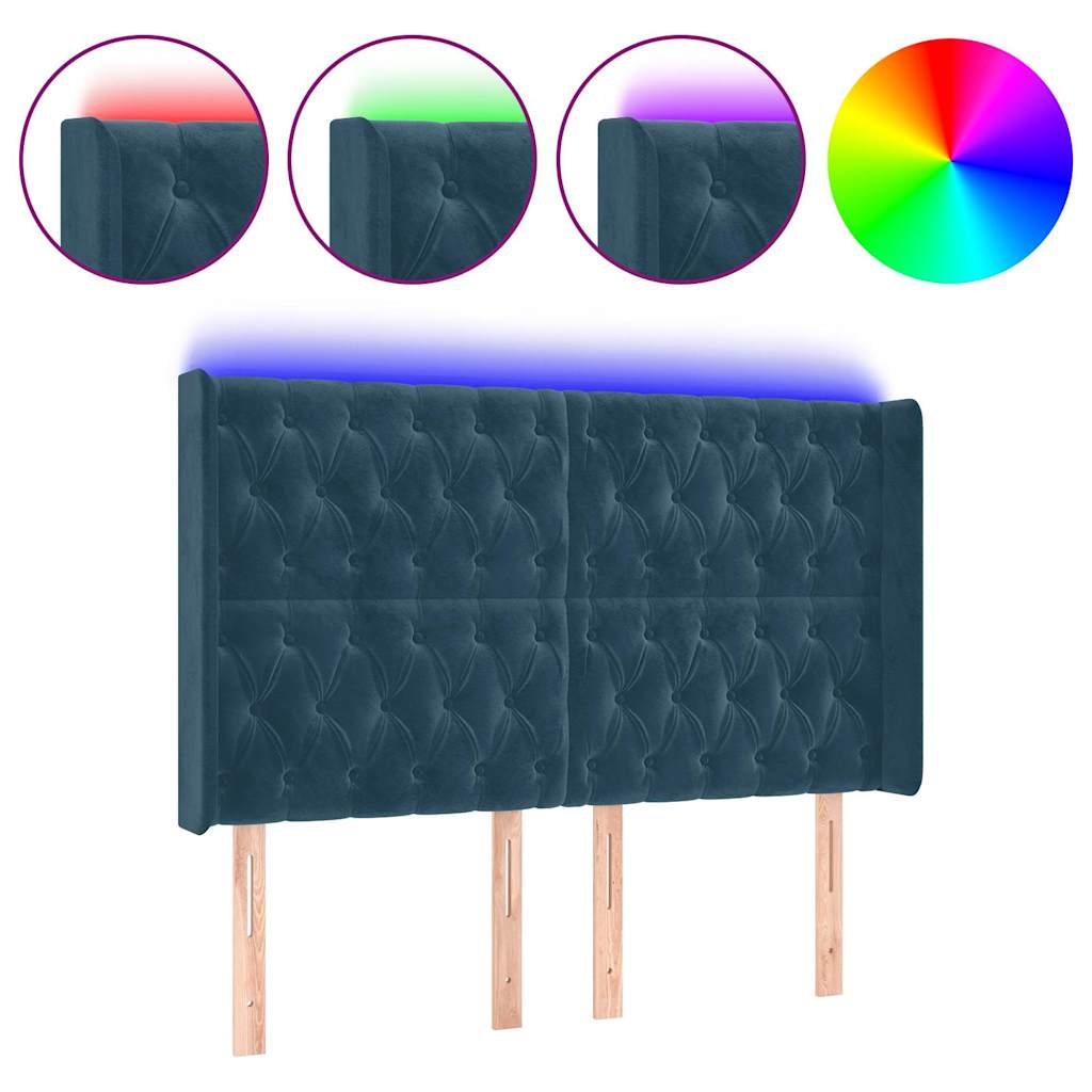 Testiera a LED Blu Scuro 147x16x118/128 cm in Velluto | homemem39