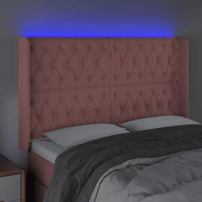 Testiera a LED rosa 147x16x118/128 cm in Velluto