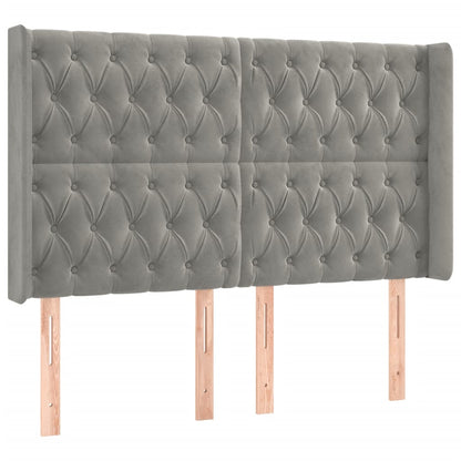 Testiera a LED Grigio Chiaro 163x16x118/128 cm in Velluto