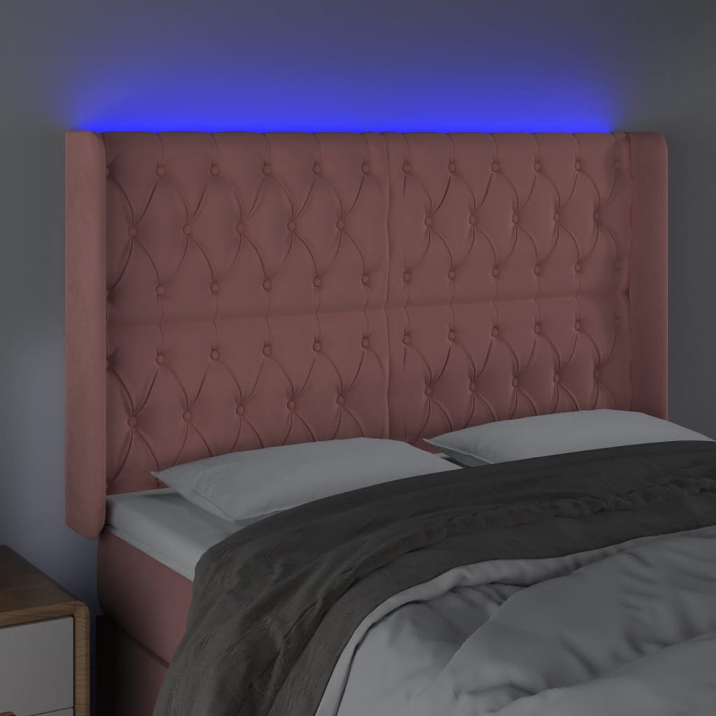 Testiera a LED rosa 163x16x118/128 cm in Velluto