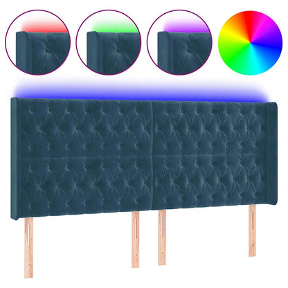 Testiera a LED Blu Scuro 203x16x118/128 cm in Velluto | homemem39
