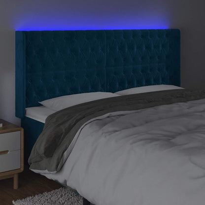 Testiera a LED Blu Scuro 203x16x118/128 cm in Velluto | homemem39