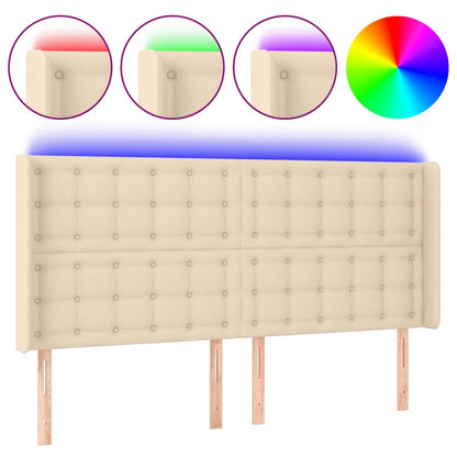 Testiera a LED Crema 183x16x118/128 cm in Tessuto