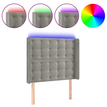 Testiera a LED Grigio Chiaro 83x16x118/128 cm in Velluto