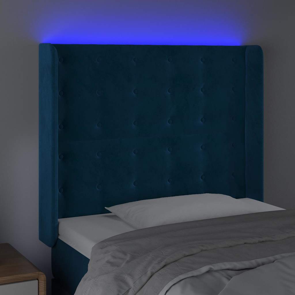 Testiera a LED Blu Scuro 83x16x118/128 cm in Velluto | homemem39