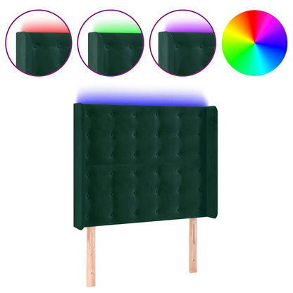 Testiera a LED Verde Scuro 103x16x118/128 cm in Velluto | homemem39