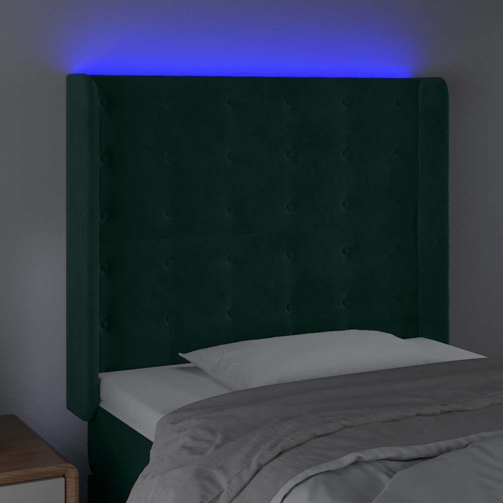 Testiera a LED Verde Scuro 103x16x118/128 cm in Velluto | homemem39