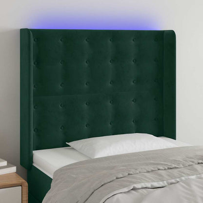 Testiera a LED Verde Scuro 103x16x118/128 cm in Velluto | homemem39
