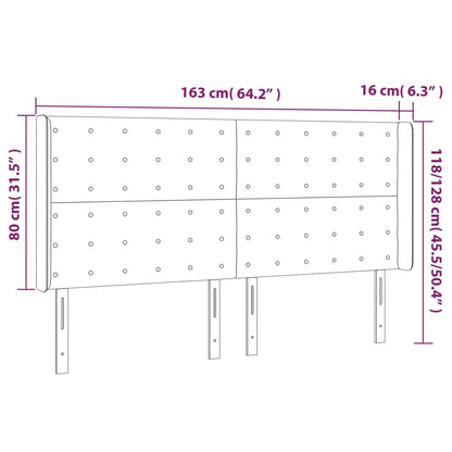 Testiera a LED Grigio Chiaro 163x16x118/128 cm in Velluto | homemem39